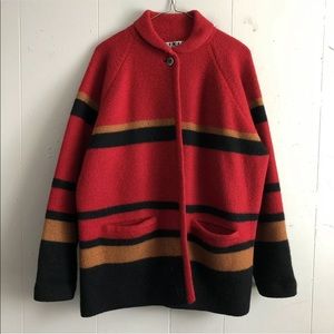 VTG Kikit Wool Blanket Cardigan Coat Sz Medium